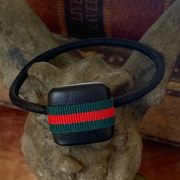 Hair Tie Black w/ Red & Green Stripe - Picture 5 of 7